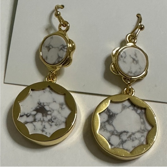 kate spade Jewelry - Kate Spade Gold and White Marble Earrings